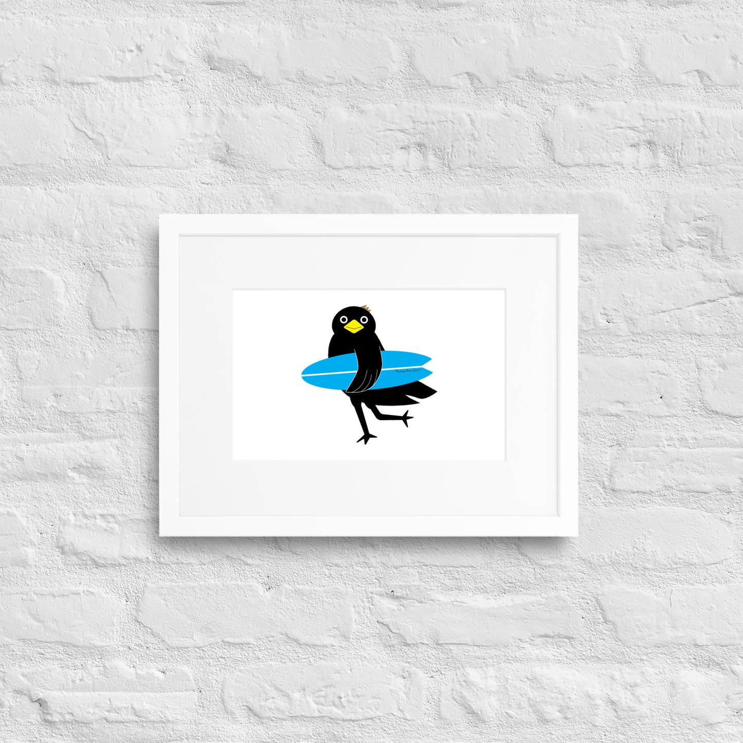 Matte Paper Framed Poster With Mat Surfing Crow