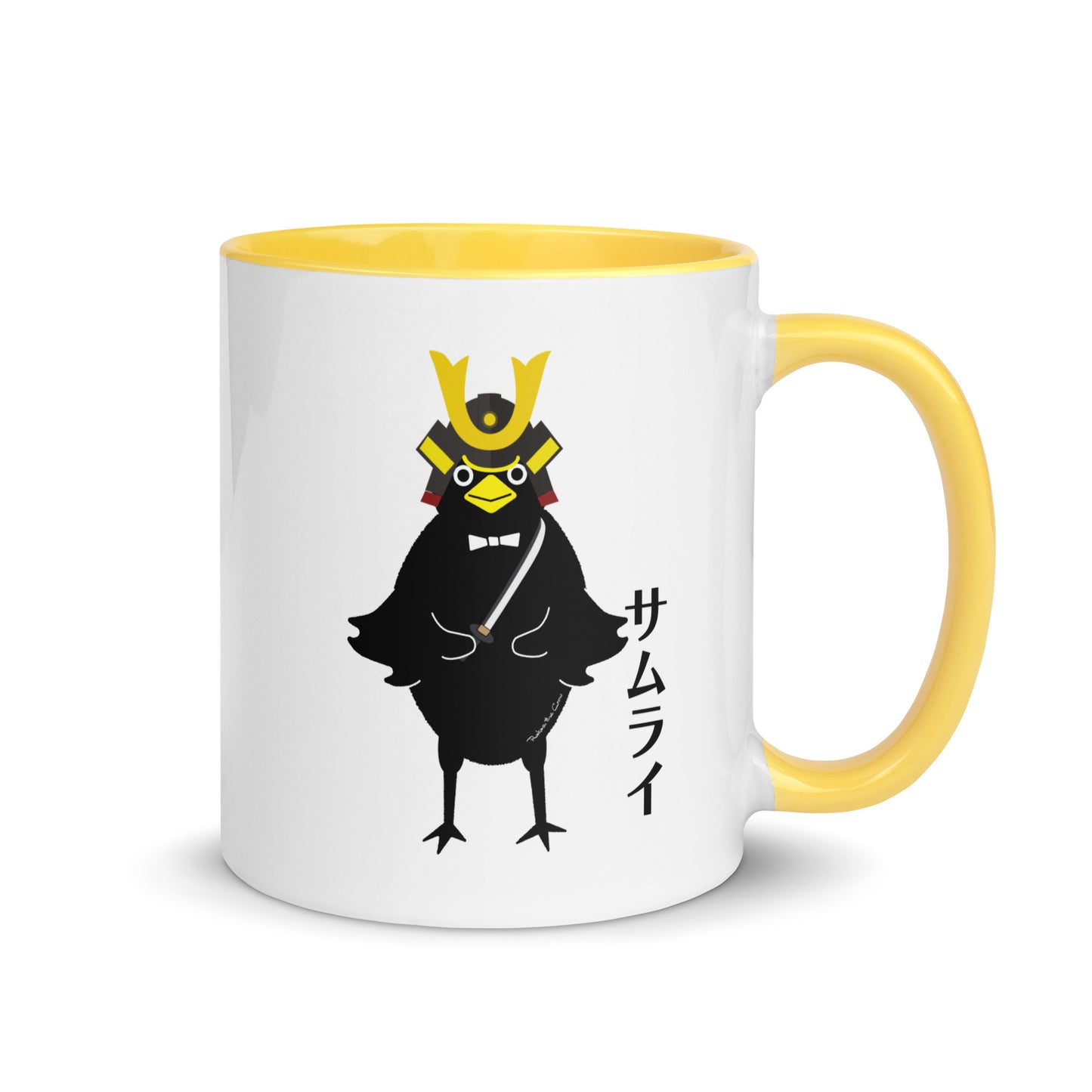 Mug with Yellow Color Inside Samurai Rakasu