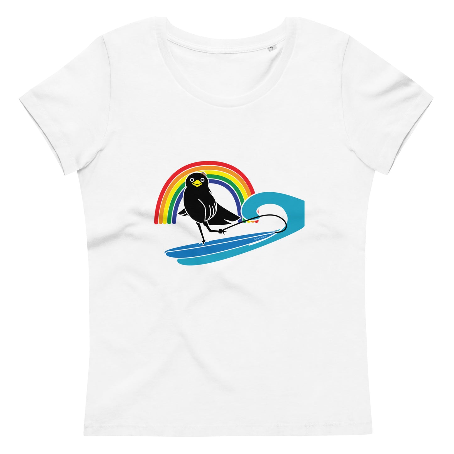 Women's fitted eco tee Rakasu Surfing in the Rainbow