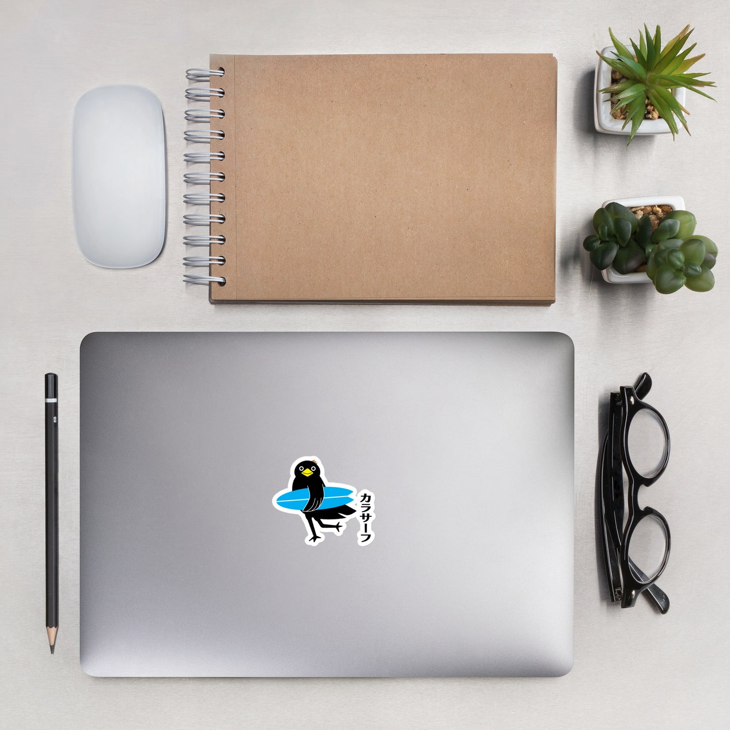 Bubble-free stickers Surfing Crow