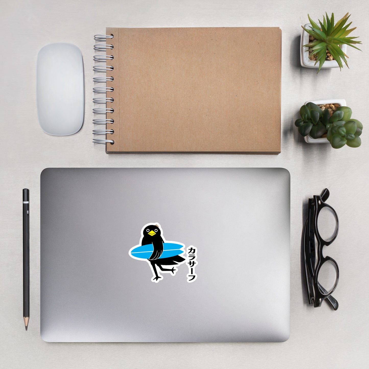 Bubble-free stickers Surfing Crow