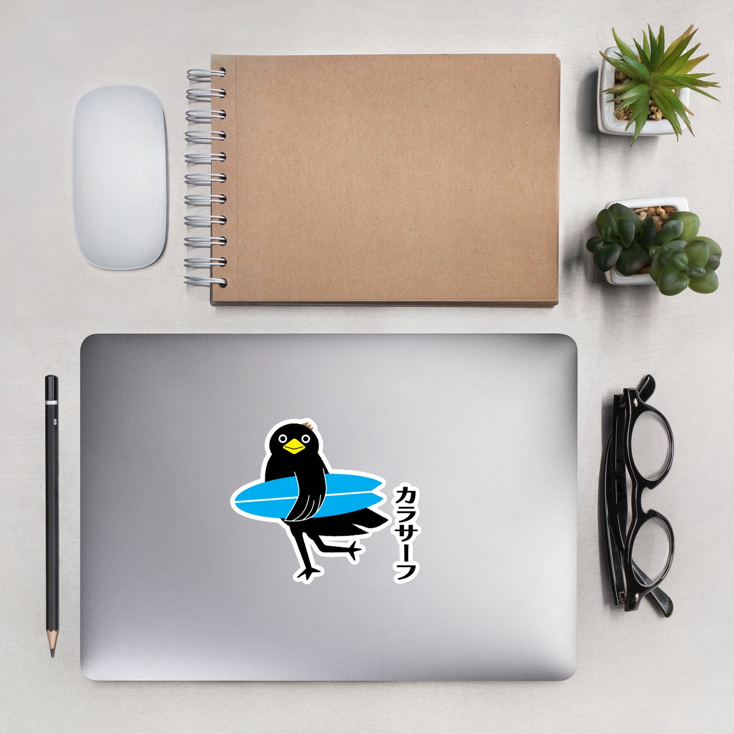 Bubble-free stickers Surfing Crow
