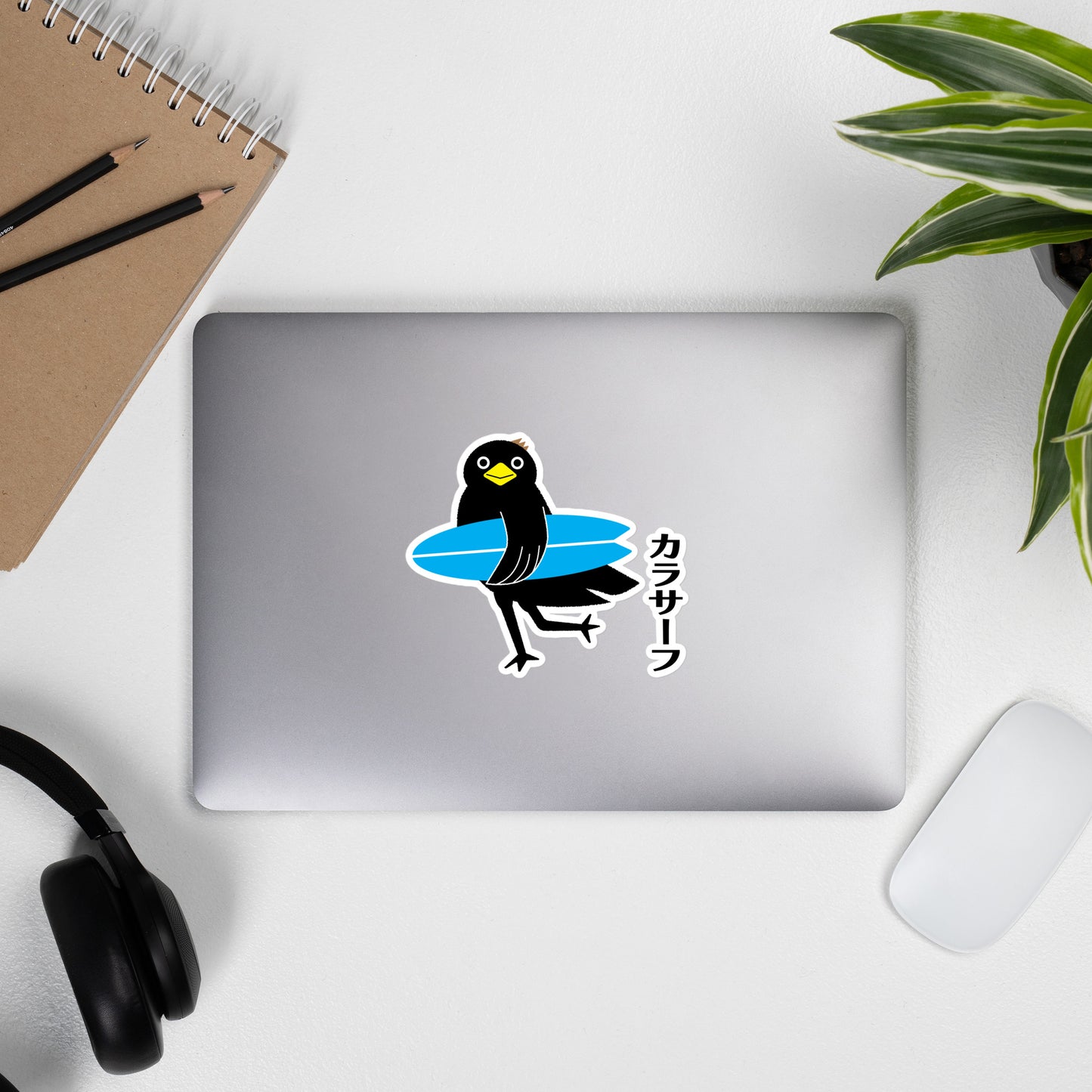 Bubble-free stickers Surfing Crow