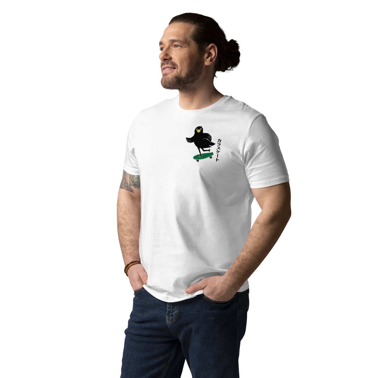 Unisex organic cotton t-shirt Skateboarding Crow