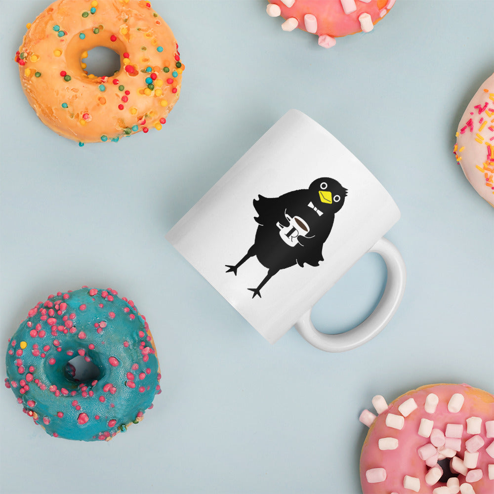 White glossy initial mug R