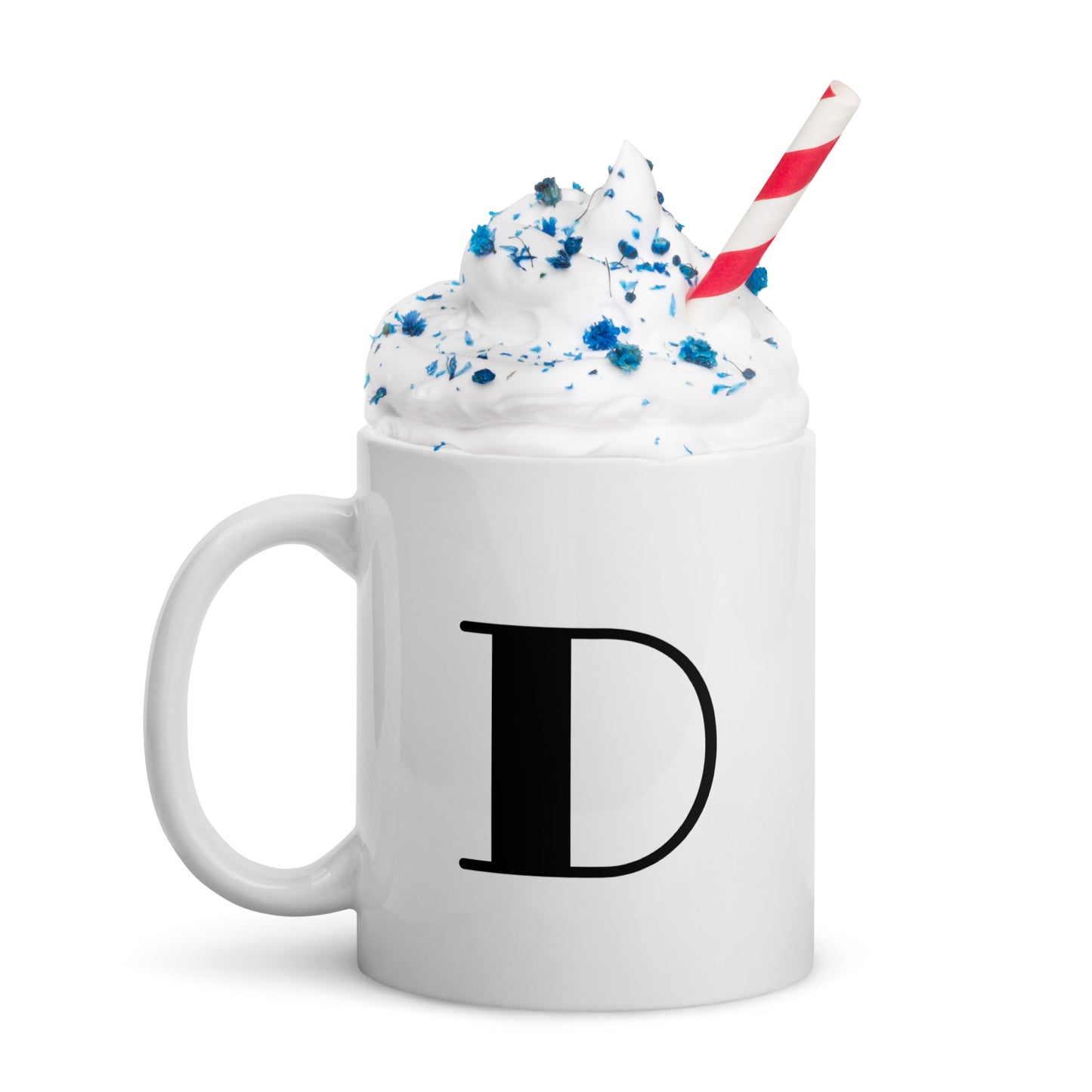 White glossy initial mug D