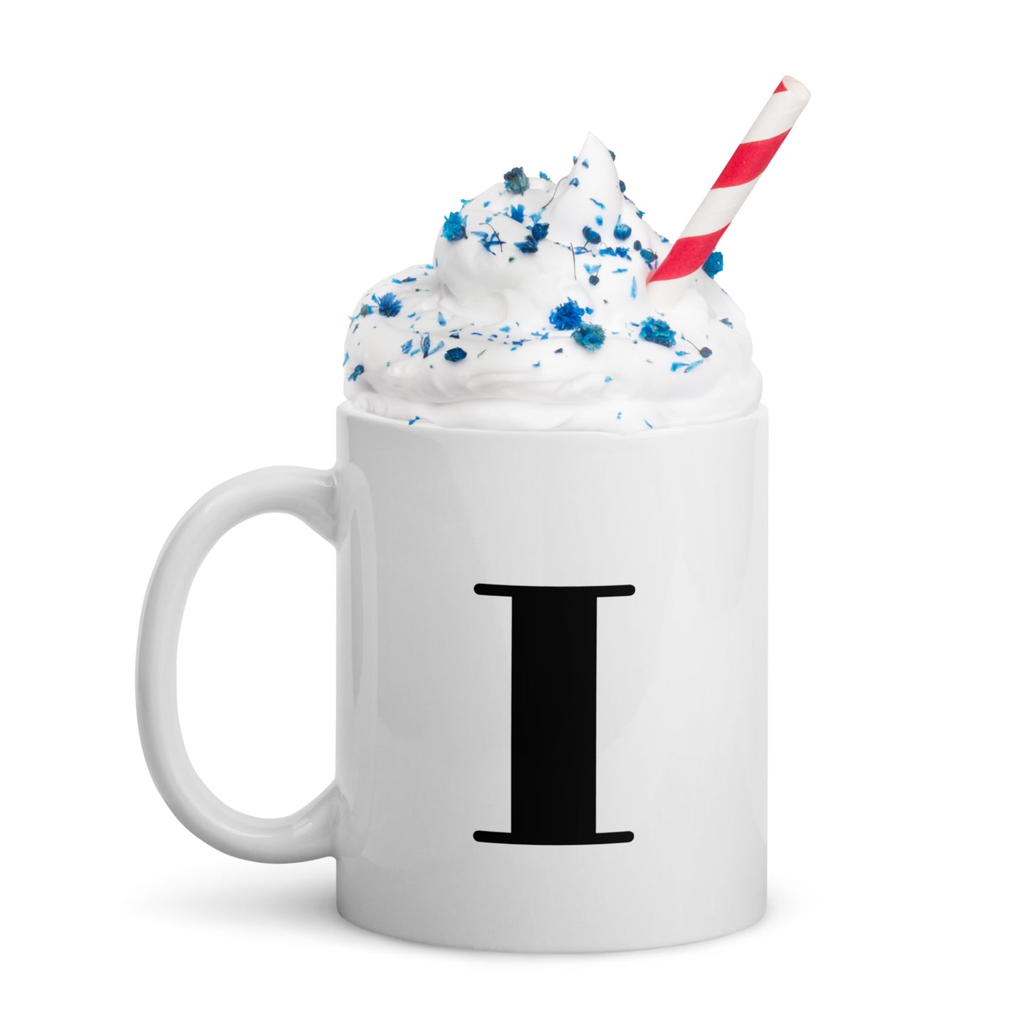 White glossy initial mug I