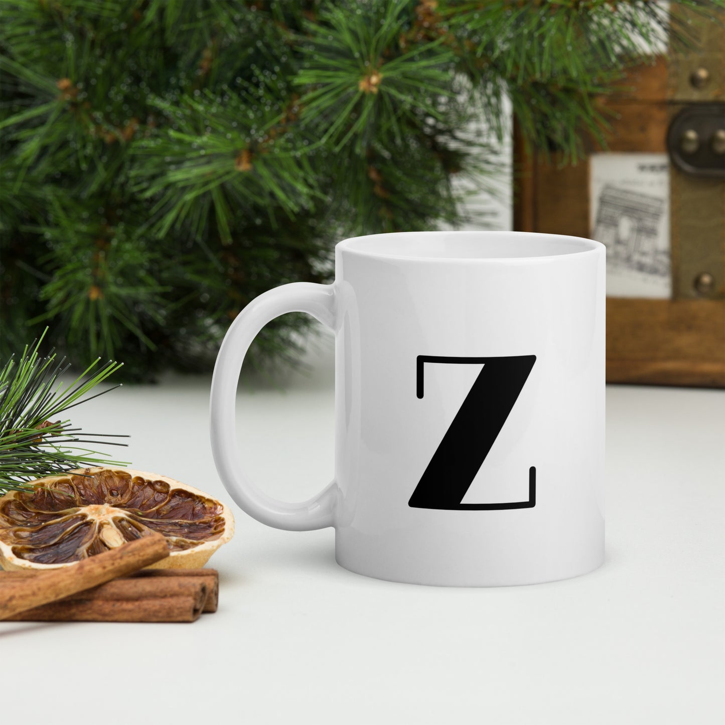 White glossy initial mug Z