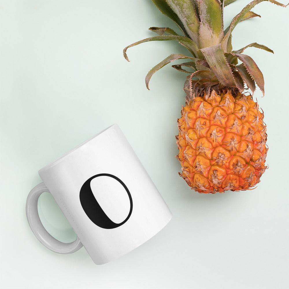 White glossy initial mug O