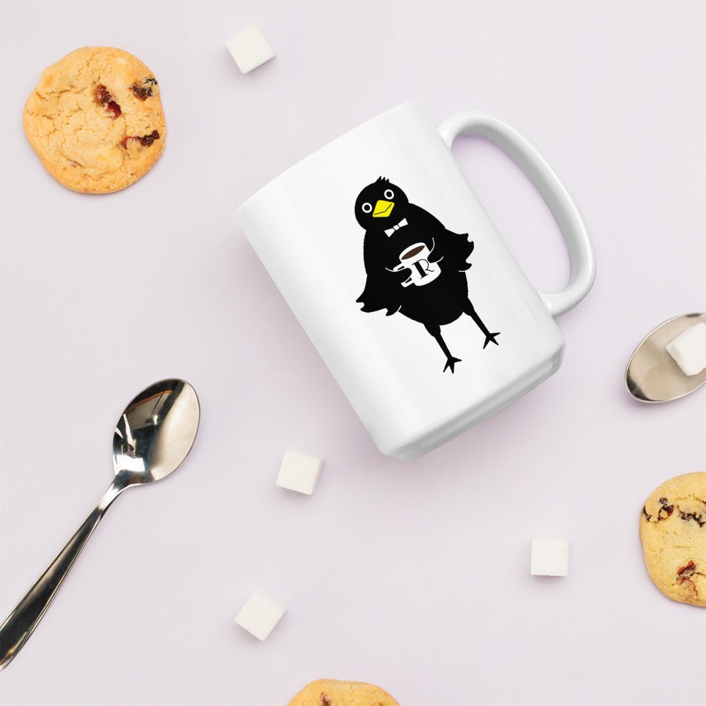 White glossy initial mug M