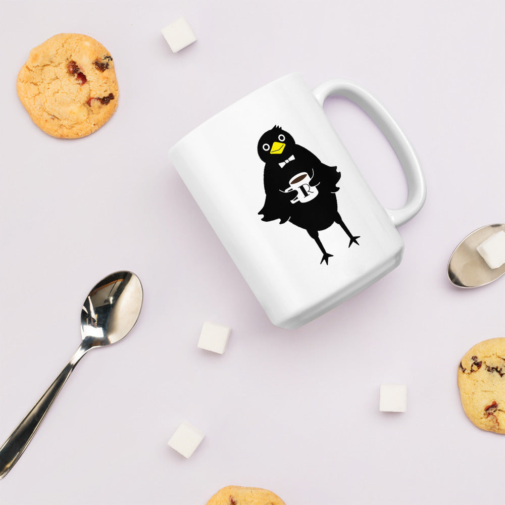 White glossy initial mug O