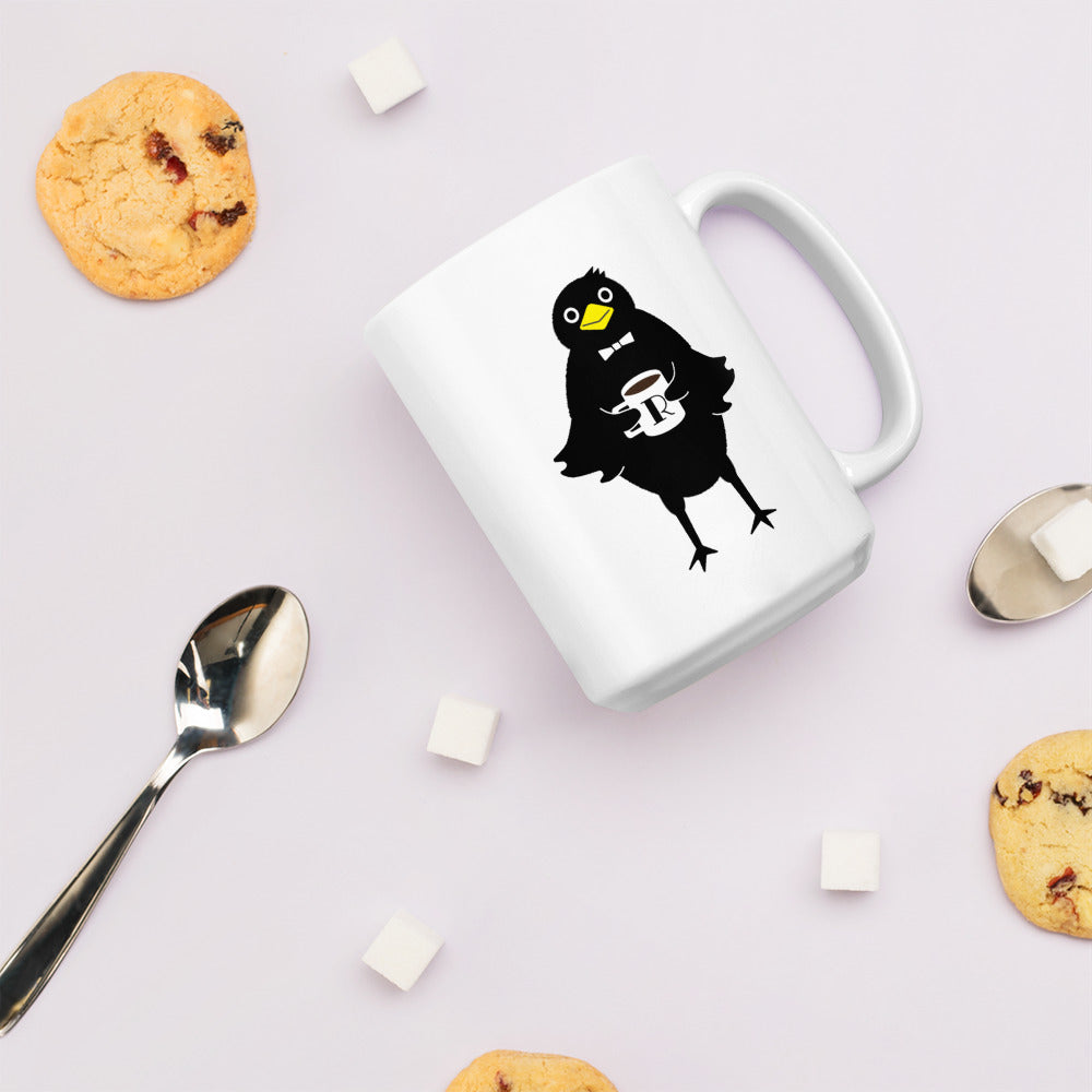 White glossy initial mug S
