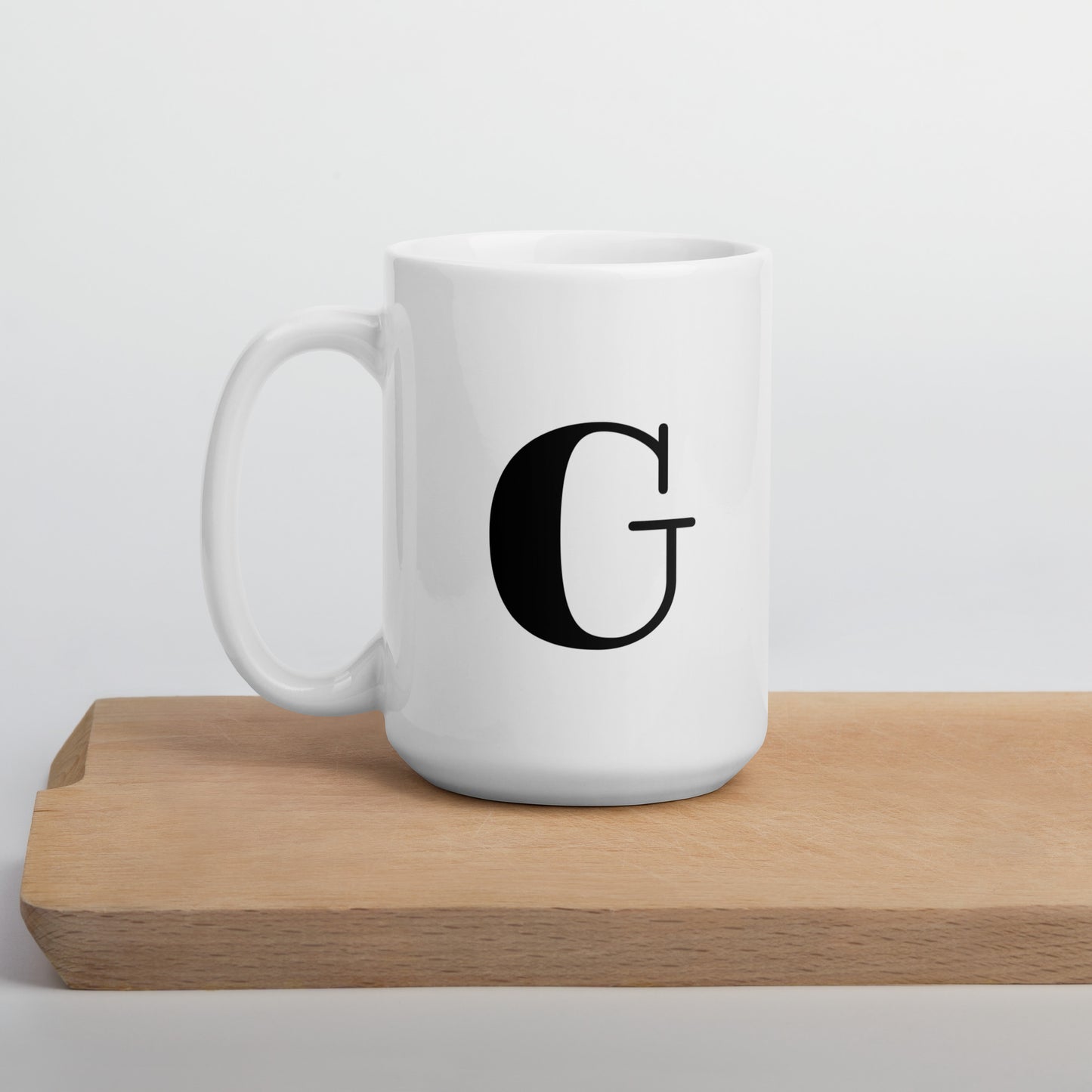 White glossy initial mug G