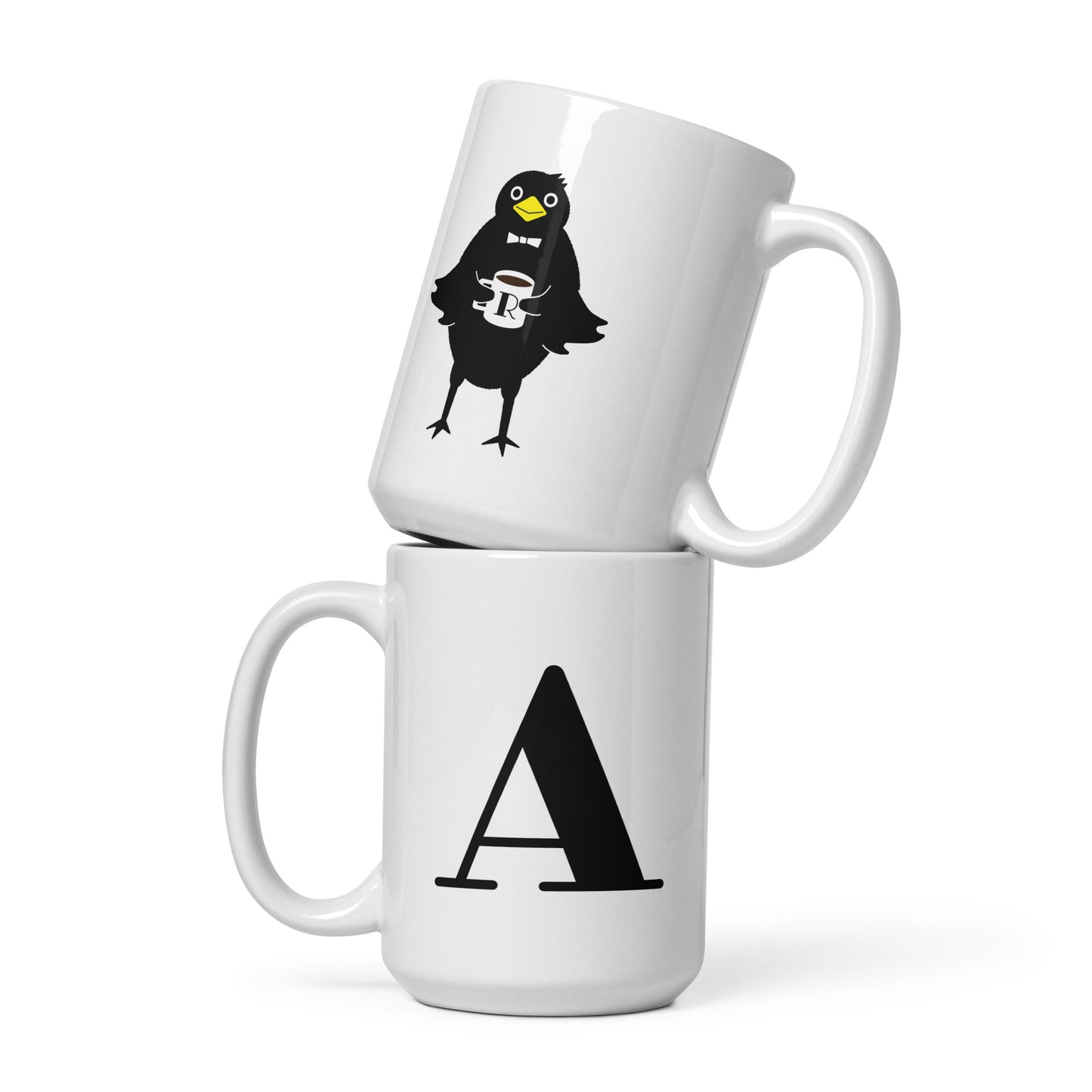 White glossy Initial mug A