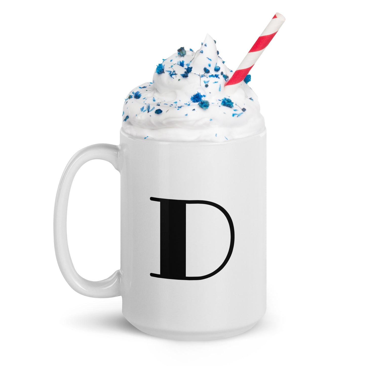 White glossy initial mug D