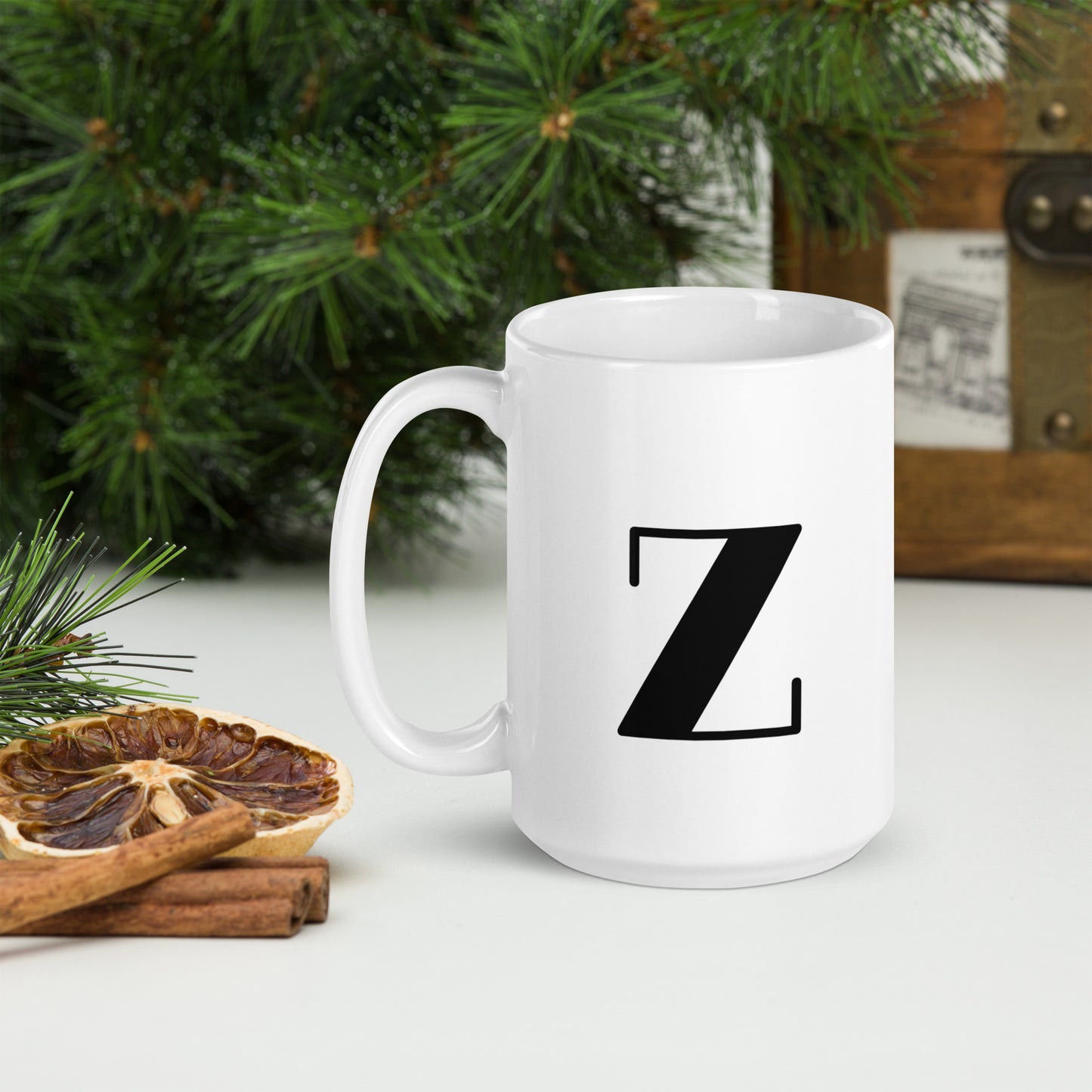 White glossy initial mug Z