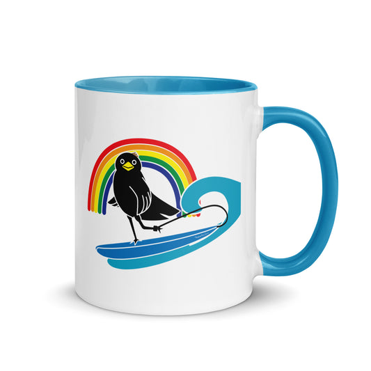 Mug with Color Inside Rakasu Surfing in the Rainbow