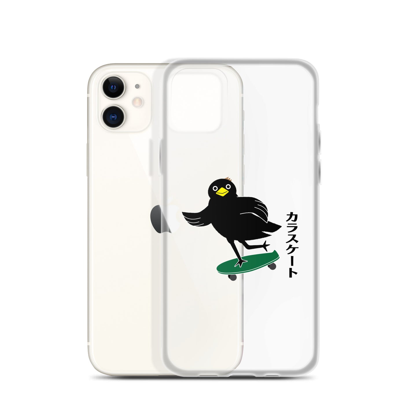 Clear Case for iPhone® Skateboarding Crow