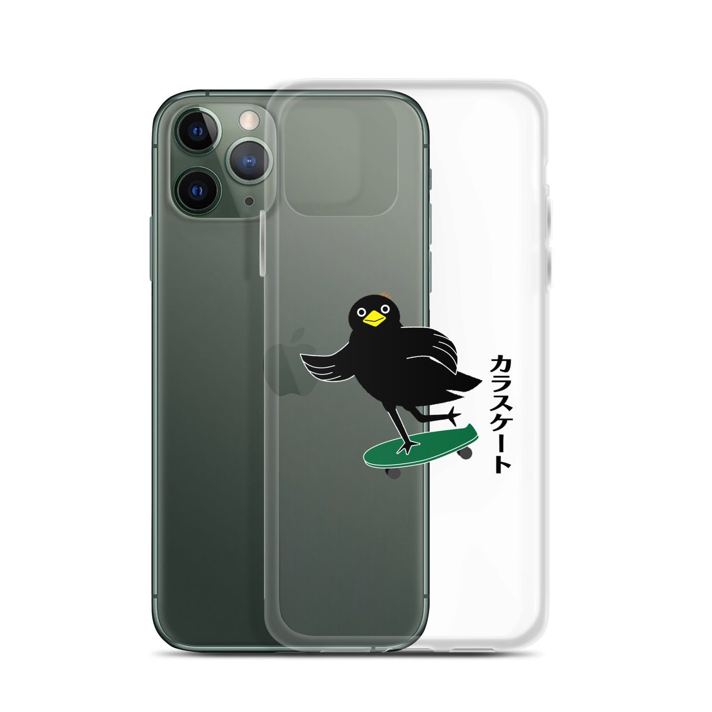 Clear Case for iPhone® Skateboarding Crow