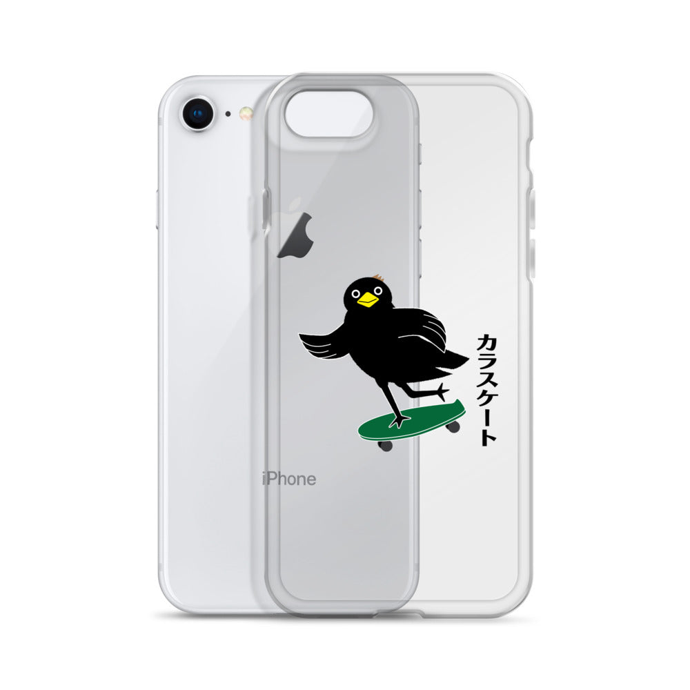 Clear Case for iPhone® Skateboarding Crow