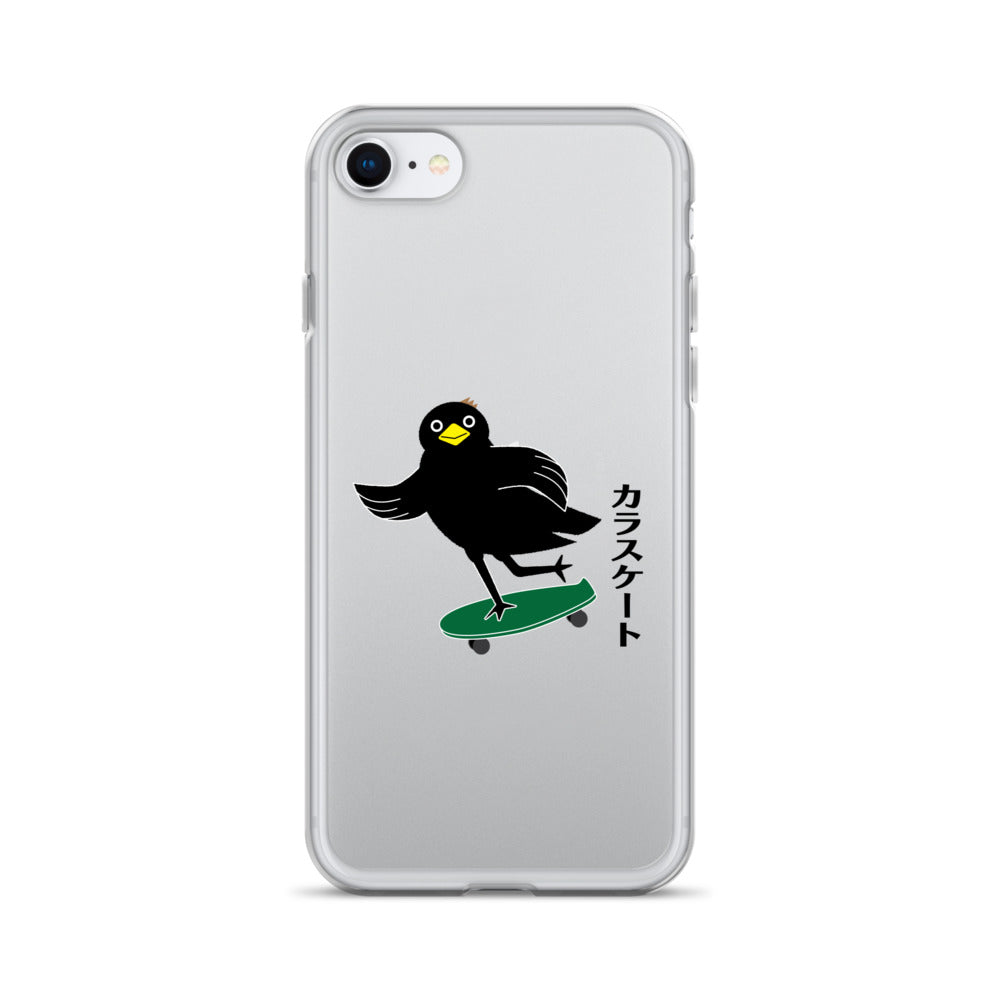 Clear Case for iPhone® Skateboarding Crow